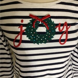 Talbots (XS) “JOY” Striped Long Sleeved Christmas Shirt.